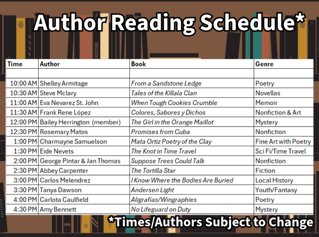 Author Reading Schedule - Click to enlarge